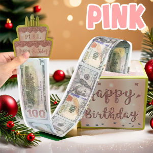 Birthday Cash Gift Box with Cake Card Funny Pumping Money Box Creative Birthday Gift for Men Women