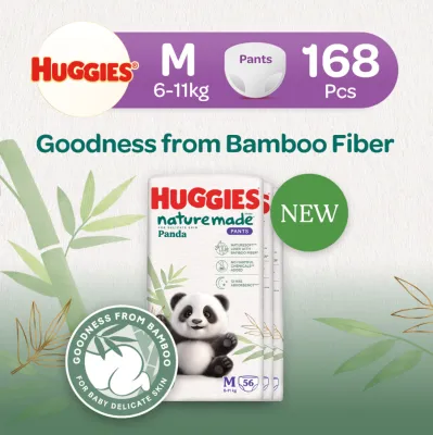 Huggies Naturemade Panda Pants Diapers Sensitive Skin Hypoallergenic for Baby