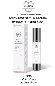 [READY STOCK] Vinov Tone Up UV Sunscreen SPF50+ PA++++ (50ML) (Pink)