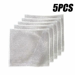 5PCS Dishcloths Multi-purpose Wet & Dry Wire Kitchen Dishwashing Cloths Daily Cleaning Cloths