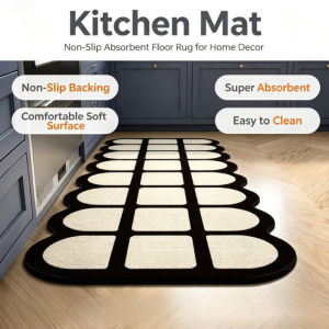 Checkerboard Kitchen Mat Floor Mat Water-Absorbing Oil-Resistant Anti-Slip Mat Machine-washable Woven Mat Tikar Lantai