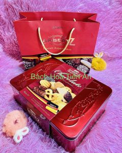 Bánh Quy LambertZ Luxury Chocolate Biscuit Hộp Thiếc Cao Cấp Đỏ 420g - 840g - tết 2026