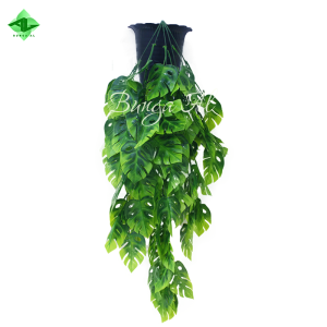 B8113 TANAMAN JUNTAI ARTIFICIAL MONSTERA JUNTAI DAN PALM KIPAS JUNTAI DAUN PLASTIK DEKORASI