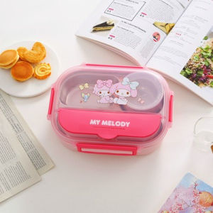 Kuromi StainlessCompartment Lunch Box Student Lunch Box Fresh-keeping Box Compartment Lunch Box