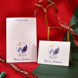 LAIFLE 10pcs Handwriting Merry Christmas Greeting Cards Thank You Invitation Happy New Year Cards Kawaii Folding Blank Paper Cards Invitation for Guest