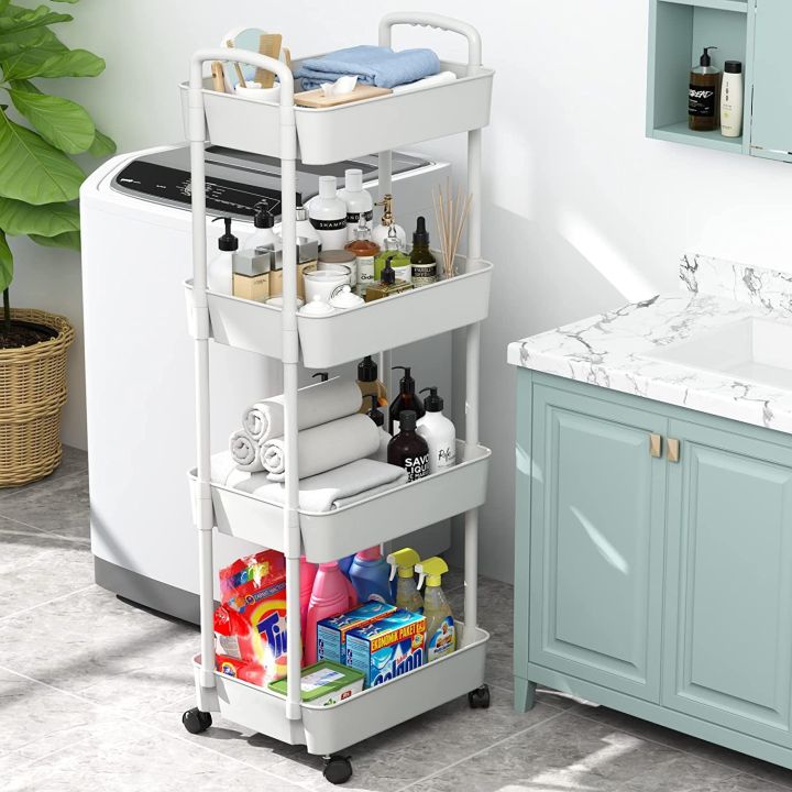 ⭐3层4层5层卧室厨房浴室用可移动储物手推车⭐3 Tier 4 Tier 5 Tier Moveable Storage Trolley ...