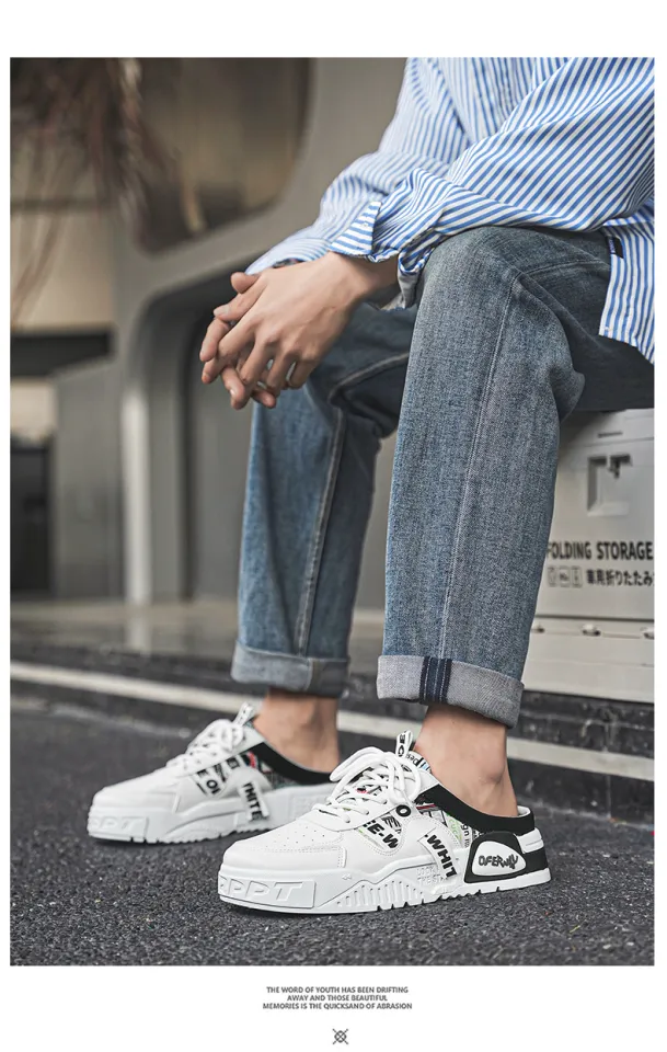 EIFAK Fashion Sandals for Men Half Slippers Korean Style Graphic