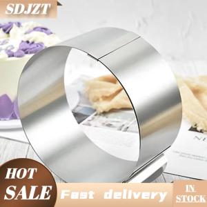 SDJZT Vành bánh có thể điều chỉnh dùng cho nướng bánh bằng thép không gỉ kích thước 6–13 cm vành mousse dạng thu rút chống gỉ có vạch chia độ khuôn nướng bánh 3D