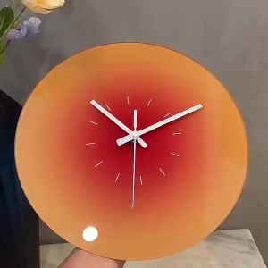 Nordic Sunset Glass Wall Clock Creative Art Clock Silent Hanging Clock Fashion Living Room Bedroom Office Wall DecorFast shipping