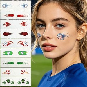 ZHUJI Fake Soccer Freckles Face Tattoo Instant Water Transfer Decals Sports Series Tattoo Stickers Star Disposable Football Temporary Tattoos Neck Shoulder Arm