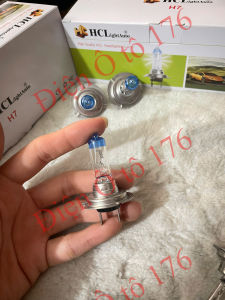 Bóng đèn pha ô tô bóng đèn Halogen H7-HCL đầu xanh siêu sáng. Điện 12v và 24v