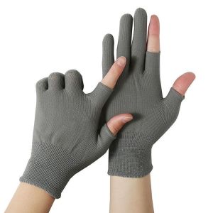 CLOTH Driving Breathable Summer Solid Color Sun Protection Sun Protection Show Three Fingers Windproof Outdoor Cycling Touch Screen Gloves Men Nylon Gloves Anti-skid Mittens Show Two Fingers