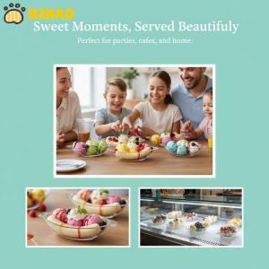 【N2HAO】 Acrylic Banana Split Dish Serving Bowls Large Food Storage Container for Ice Cream Salad Dessert Bar Outdoor Event Use