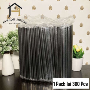 Sedotan Plastik Hitam Steril Ukuran 6mm x 20cm Isi 300 Pcs