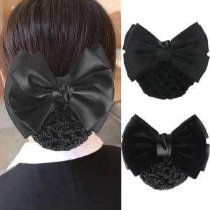 Hair Net Clip Bow Tie Hair Accessory Mesh Bag Women Office Work Hotel Bank Hair Accessory