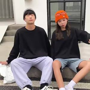 卫衣定制260g全棉长袖T恤男士圆领卫衣纯色潮牌叠穿长袖T恤打底衫