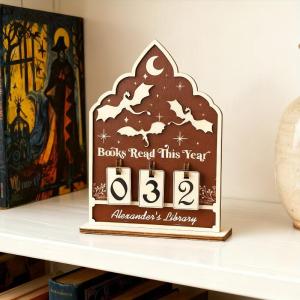 GY🌠🌠🌠 Wooden Book Read This Year Counter Reading Challenge Tracker Bookshelf Club Classroom Decor New Years Gifts For Bookworm Family