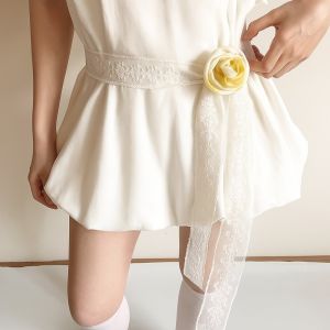 AZDH แบบเกาหลี ขอบเอวยืด ยาว วายทูเค ผ้าพันคอลูกไม้ อินสตาแกรม ผูก สายรัดเอวดอกไม้เถา แฟชั่นสตรีทแวร์