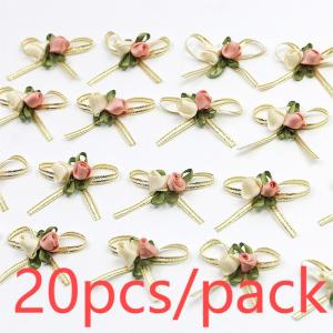 (20 Pcs/pack) 45mm Rose Bud Bow Wedding Gift Box Hair Accessories Home Christmas Bow Festival Decoration Handmade Exquisite