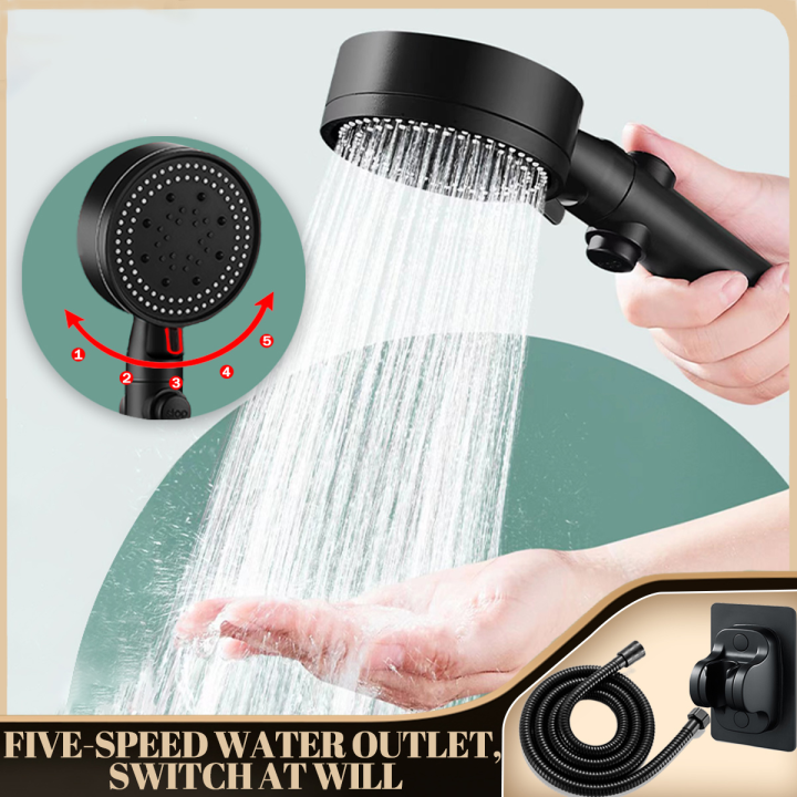 3 in 1 Shower Head With Hose Set Black High Pressure Bathroom Shower Sprayer Handheld Rain ...