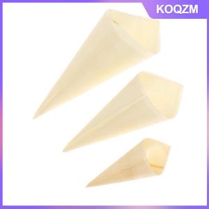 KOQZM 50pcs Disposable Wood Appetizer Cones Ice Cream Cone Cups Party Candy Cones