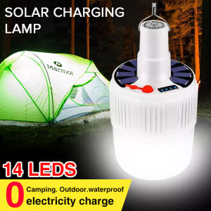 Portable Waterproof Solar Lights bulb Powered Energy Saving LED Light Solar Bulb Camp Lamps Three levels dimming Solar Emergency Charging Lamp Mobile Outdoor portable camping Home lights COD 1 year warranty
