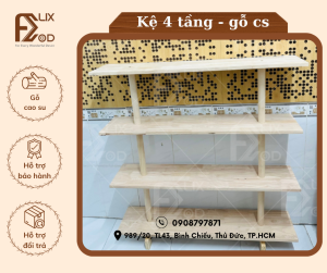 KỆ VUÔNG 4 TẦNG GỖ CAO SU