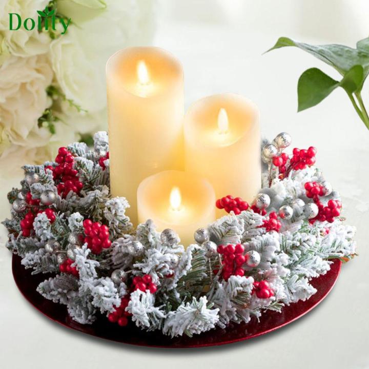 Dolity Christmas Candle Wreath Garland for Dining Room