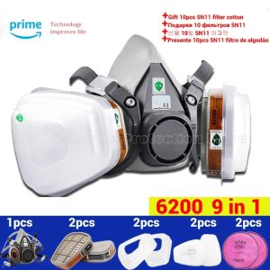 27Pcs 6200 Mask or 9in1 6200 Half Facepiece Gas Mask Respirator With 6001/2097 Filter Fit Painting Spraying Dust Proof For 3M2026