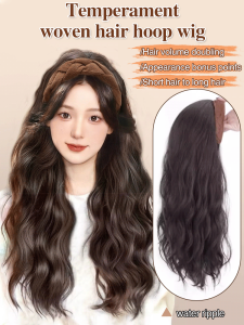 Real hair wig women long curly hair half head wig piece