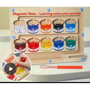Children Montessori Toy Magnetic Pen Moving Ball Game Color Sorting Counting Board Training Sensory Educational Toys