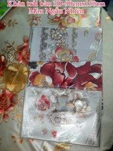 Khăn trải bàn 3D in nổi 90cmx150cm sang trọng không thấm nước chống thấm dầu mỡ dễ lau chùi màu vàng kem và Đỏ