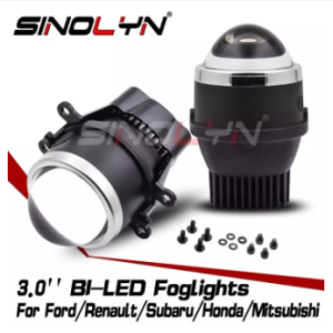 Sinolyn Bi-led Fog Light For Ford Focus/Renault Duster/Mitsubishi Outlander/Subaru Outback/Honda Accord/Suzuki Tuning Car Lens LED Projector 3.0 inch Driving Lamp Accessories