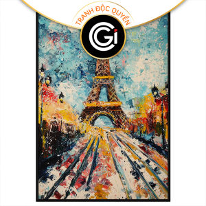 Tranh phong cảnh tháp eiffel. Tranh treo tường dán tường sơn dầu canvas trang trí. CGI-2098