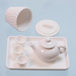 QUANSEN 1 Set Dollhouse Scene Accessories Simulation Tea Kit Model Tea Pot Cup Tea Table Decoration Collectible Room Ornament
