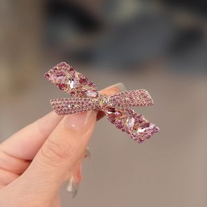 Tinh tế kim cương nhân tạo pha lê màu tím Kẹp tóc nơ Womens bangs hợp kim kẹp tóc bên kẹp tóc thú mỏ vịt phong cách thời trang Hàn Quốc Phụ kiện tóc