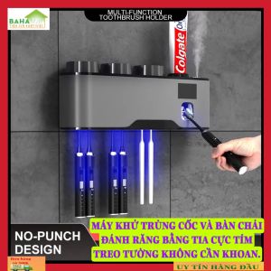 MÁY KHỬ TRÙNG CỐC VÀ BÀN CHẢI ĐÁNH RĂNG BẰNG TIA CỰC TÍM TREO TƯỜNG KHÔNG CẦN KHOAN."BAHAMAR" Có xịt thơm tự động giúp không gian luôn trong lành