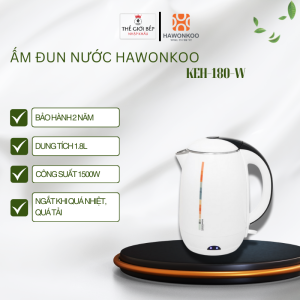 Ấm Đun Nước Hawonkoo KEH-180-W – Dung Tích 1.8L – Công Suất 1500W – Mở Nắp Một Chạm – Tự Ngắt An Toàn – Bảo Vệ Quá Nhiệt – Đun Nhanh – Dễ Sử Dụng – Thiết Kế Bền Đẹp – Chính Hãng
