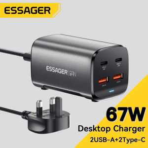 Essager PD 67W 2C2A GaN USBA Type C Charger Fast Charge QC 4.0 PD 3.0 Type C Multi-device Compatibility Charge For iPhone 15 14 13 Pro Macbook ipad Samsung Huawei Mate 60 Xiaomi14 Phone Laptop Tablet Fast Charging Chagers