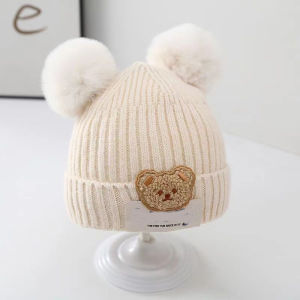 Baby Wool Hat Cute Bear Ear Protection Hat Children Winter Thickened Warm Knitted Korean Version