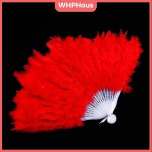 WHPHous 9 Colors New Costume Wedding Showgirl Dance Folding Hand Feather Fan Fancy
