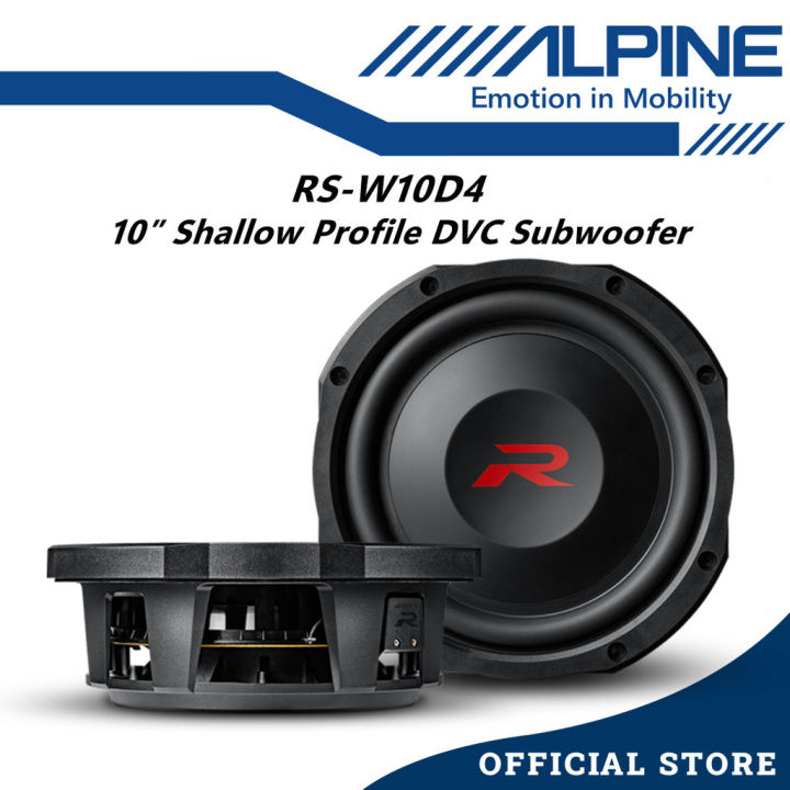 Alpine 10" Subwoofer Shallow-Mount Woofer 1800W Peak Power RS-W10D4 ...