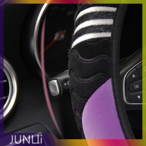 JUNLIi ที่หุ้มพวงมาลัยรถยนต์ยืดหยุ่นและอุ่นกันลื่นขนาด38ซม. 15 ที่หุ้มพวงมาลัยรถยนต์ผ้ากำมะหยี่อุปกรณ์แต่งรถสำหรับผู้หญิง