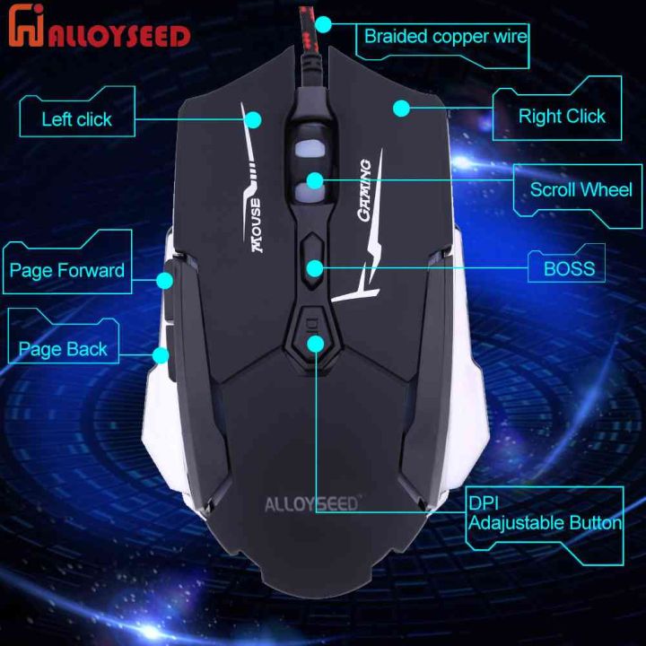 Alloyseed K Wired Usb Gaming Mouse Buttons Black Lazada