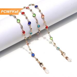 【PCWFKef】 Được làm bằng tay kính chuỗi cho ánh sáng mùa hè sang trọng ngọc trai pha lê màu xanh hải quân treo chuỗi Thời Trang Chống mất mắt chuỗi