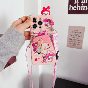 DIMBEPLY Case For OPPO A16 A17 A16s A54 A55 A17K A3s A5s A7 A12 A12e A31 A53 A33 A5 A9 2020 A15 A15s A16K A16E A52 A72 A92 A36 A76 A96 A18 A38 A58 A78 A79 A98 5G Fashion 3D Doll Cartoon Cute Bowknot Kuromi Melody Silicon Case with Long Strap + Bracket
