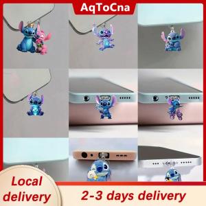 [COD] AqToCna Ship within 24 hours Cartoon Cute Stitch Mobile Phone Dust Plug Accessories Decoration Hanging Pendant For IPhone Type-C Charging Port Dust Plug