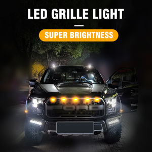 Led Car Front Grille Lighting Universal 12smd Daytime Running Light For Pickup SUV Auto Central Grid Warning Fog Light 12V