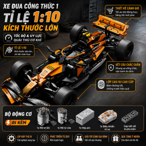 Mô Hình Xe Đua Formula 1 Tỷ Lệ 1:10 Kích Thước Lớn Gần 50cm Tích Hợp Bộ Động Cơ Power Function Và Điều Khiển Từ Xa