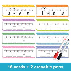 16 Packs Number Line Dry Erase Boards Cards For Teaching Addition Subtraction Double Sided Writable and Erasable Board-0-10 on One Side & 0-20 on Other Side Math White Board Educational Toy for Kids Students Classroom Homeschooling